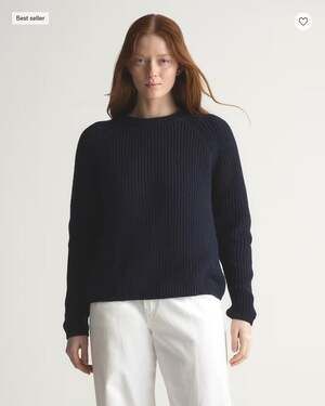 Quince 100% Organic Cotton Fisherman Crewneck Sweater Size Medium